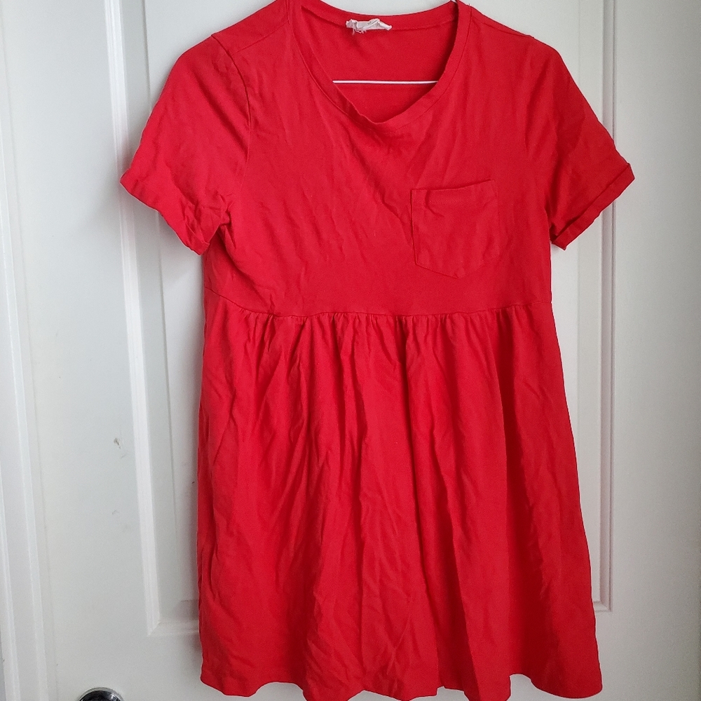Bright red t-shirt dress
